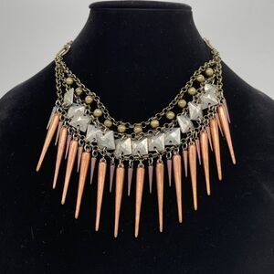 Statement Bib Necklace w/ Copper Chime Decor